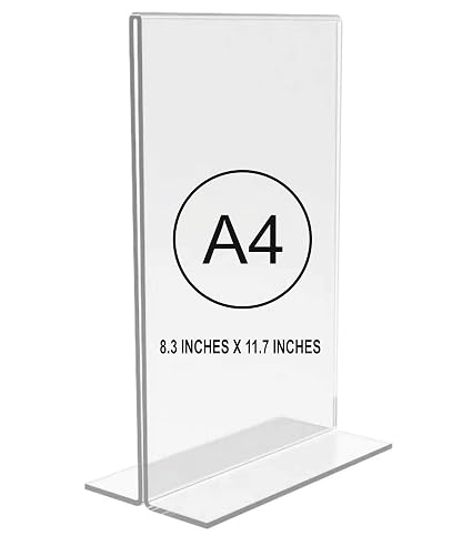 Clear A4 acrylic T-shaped tabletop sign holder